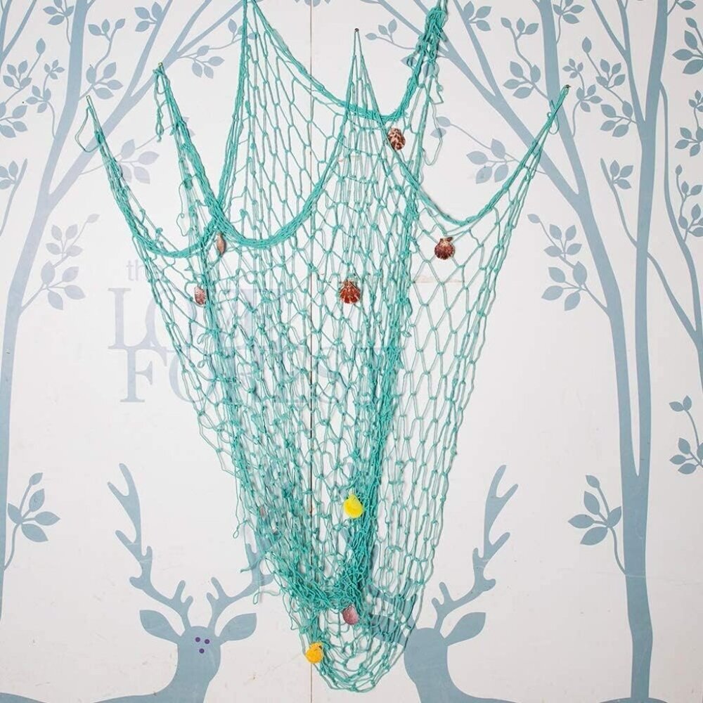 Nature Fish Net Wall Decoration with Shells, Ocean Themed Wall Hangings Fishing - Picture 5 of 7